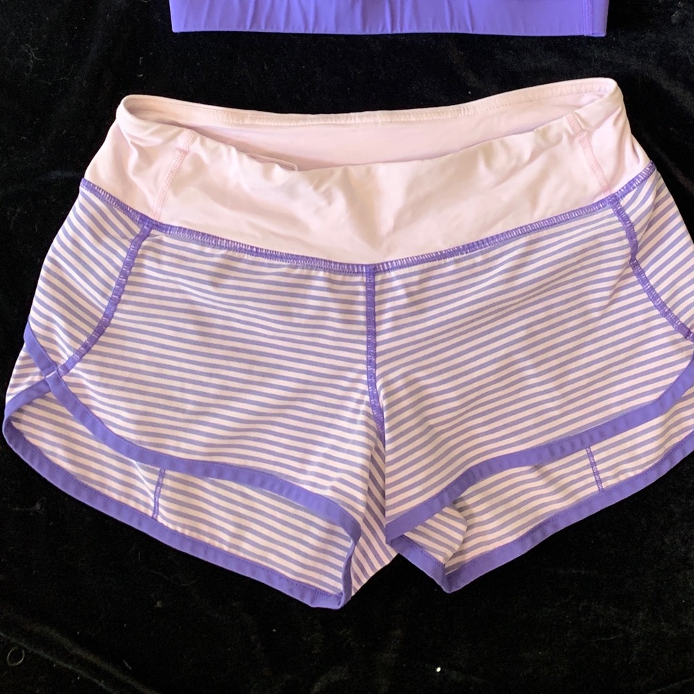 Lulu light purple and dark purple stripped shorts